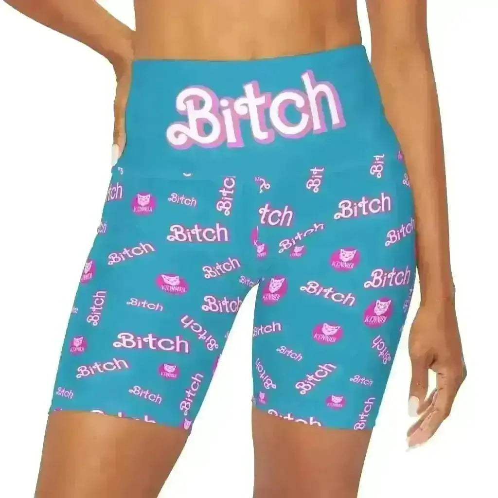 Kennidi Bitch High Waist Yoga Shorts: Soft, Stylish, and Flattering! - Kennidi Fierce Attire