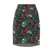 Thumbnail for Kennidi Red Roses & Skulls Pencil Skirt - Kennidi Fierce Attire