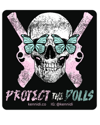 Protect the Dolls Skull and Butterfly Vinyl Stickers