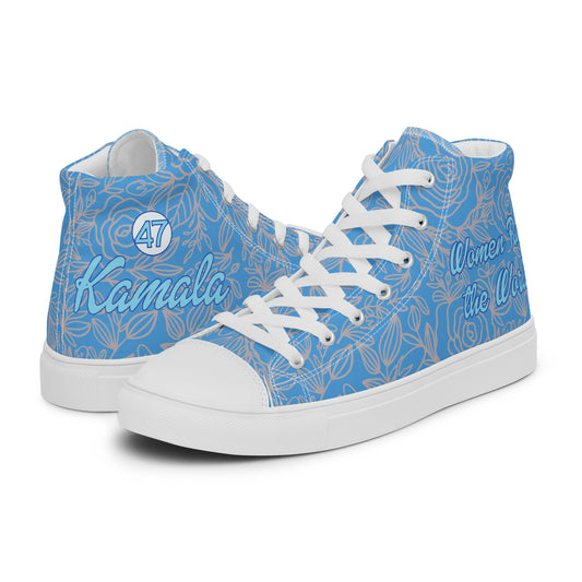 Kamala 47 Blue Rose Men’s high top canvas shoes