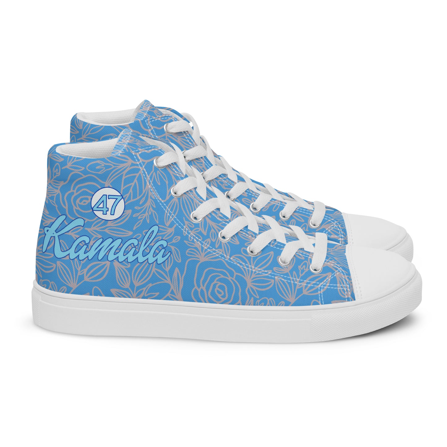 Kamala 47 Blue Rose Men’s high top canvas shoes