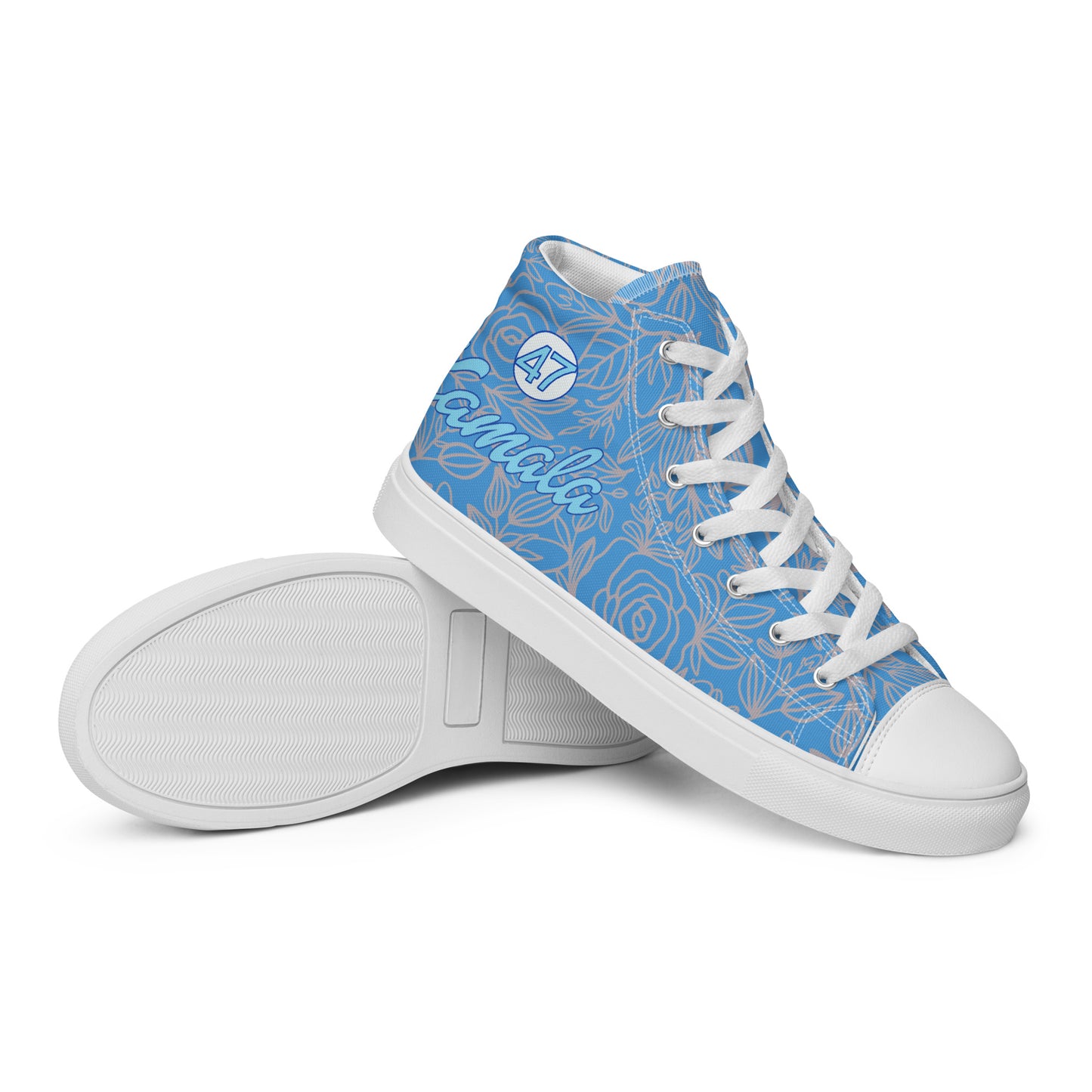 Kamala 47 Blue Rose Men’s high top canvas shoes