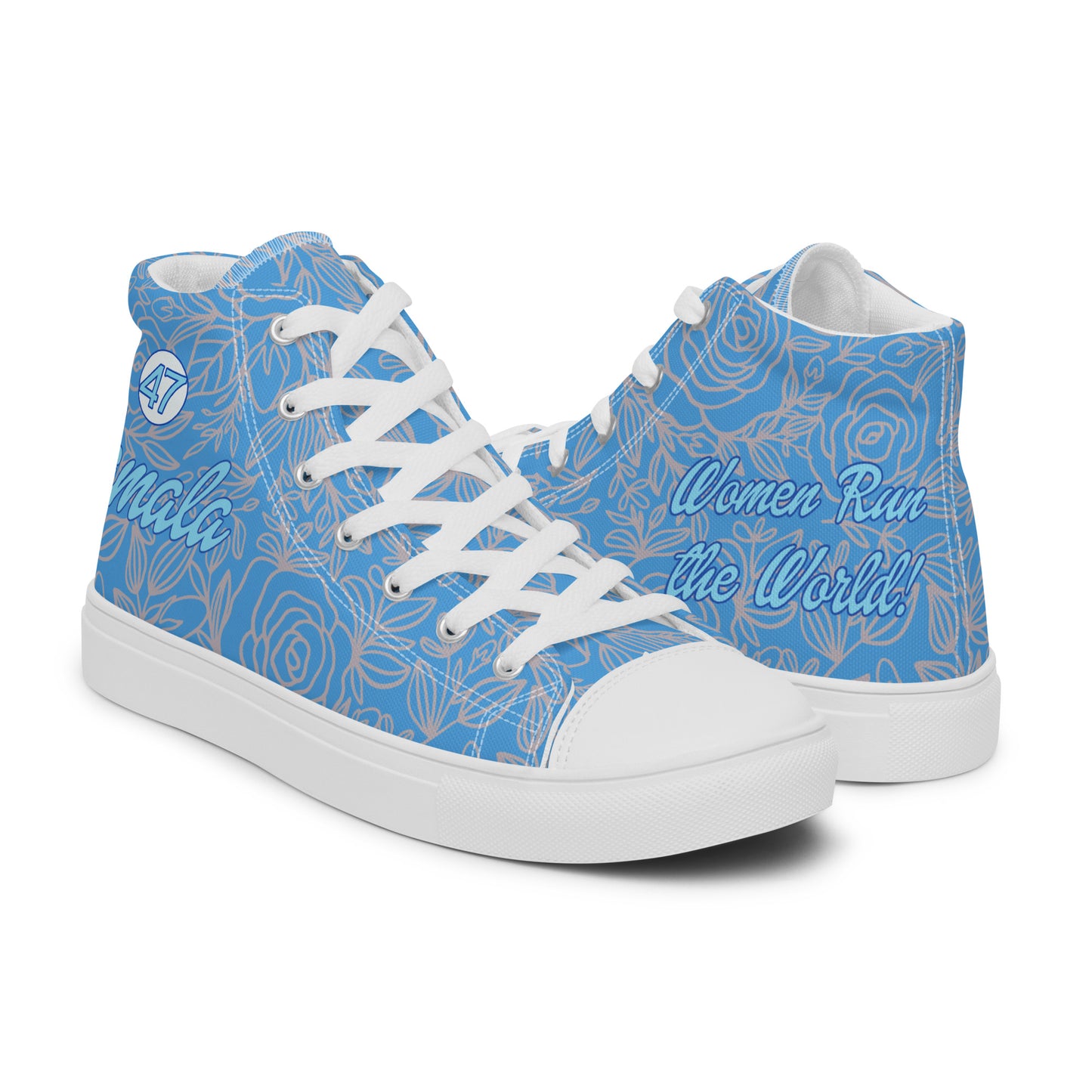 Kamala 47 Blue Rose Men’s high top canvas shoes