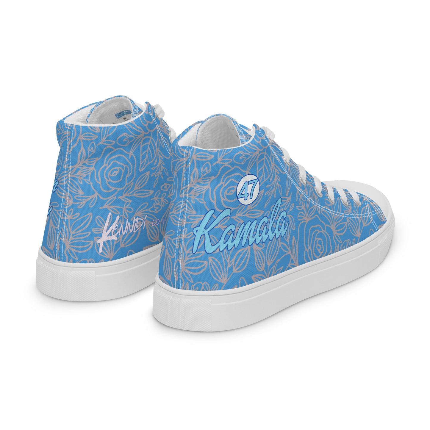 Kamala 47 Blue Rose Men’s high top canvas shoes