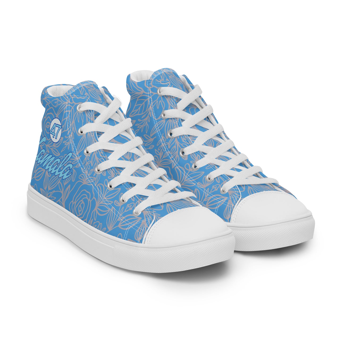 Kamala 47 Blue Rose Men’s high top canvas shoes