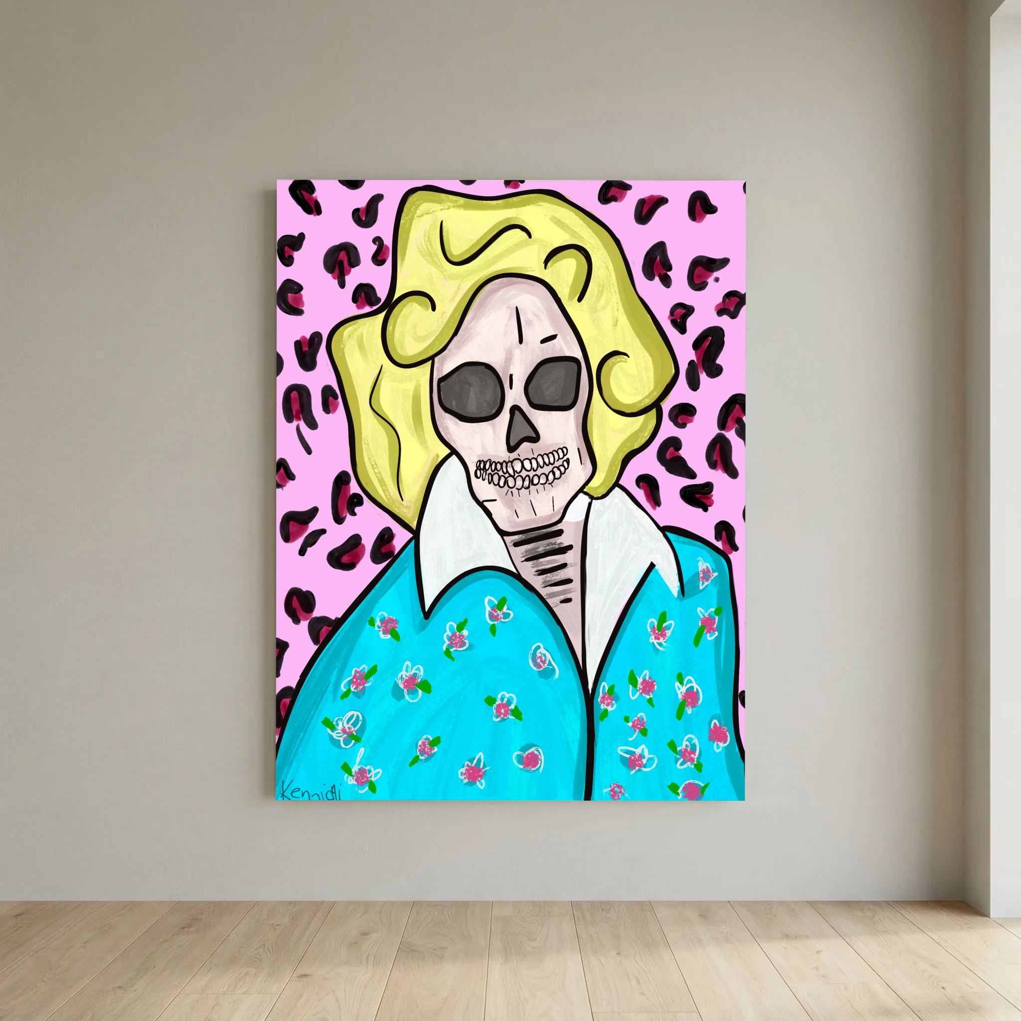 Golden Girls-Rose Skull Art Canvas Print by Kennidi