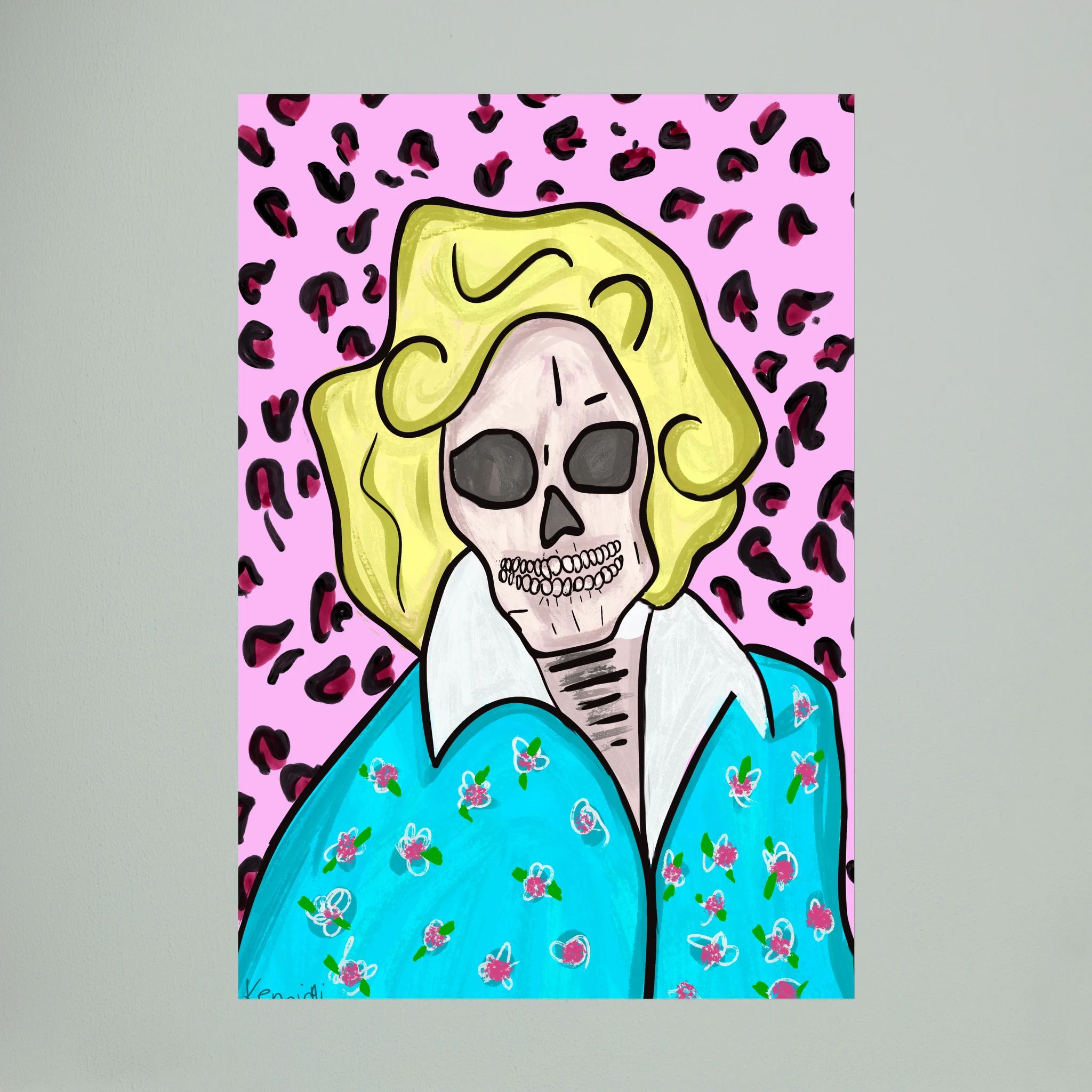 Golden Girls Rose Skull Print by Kennidi