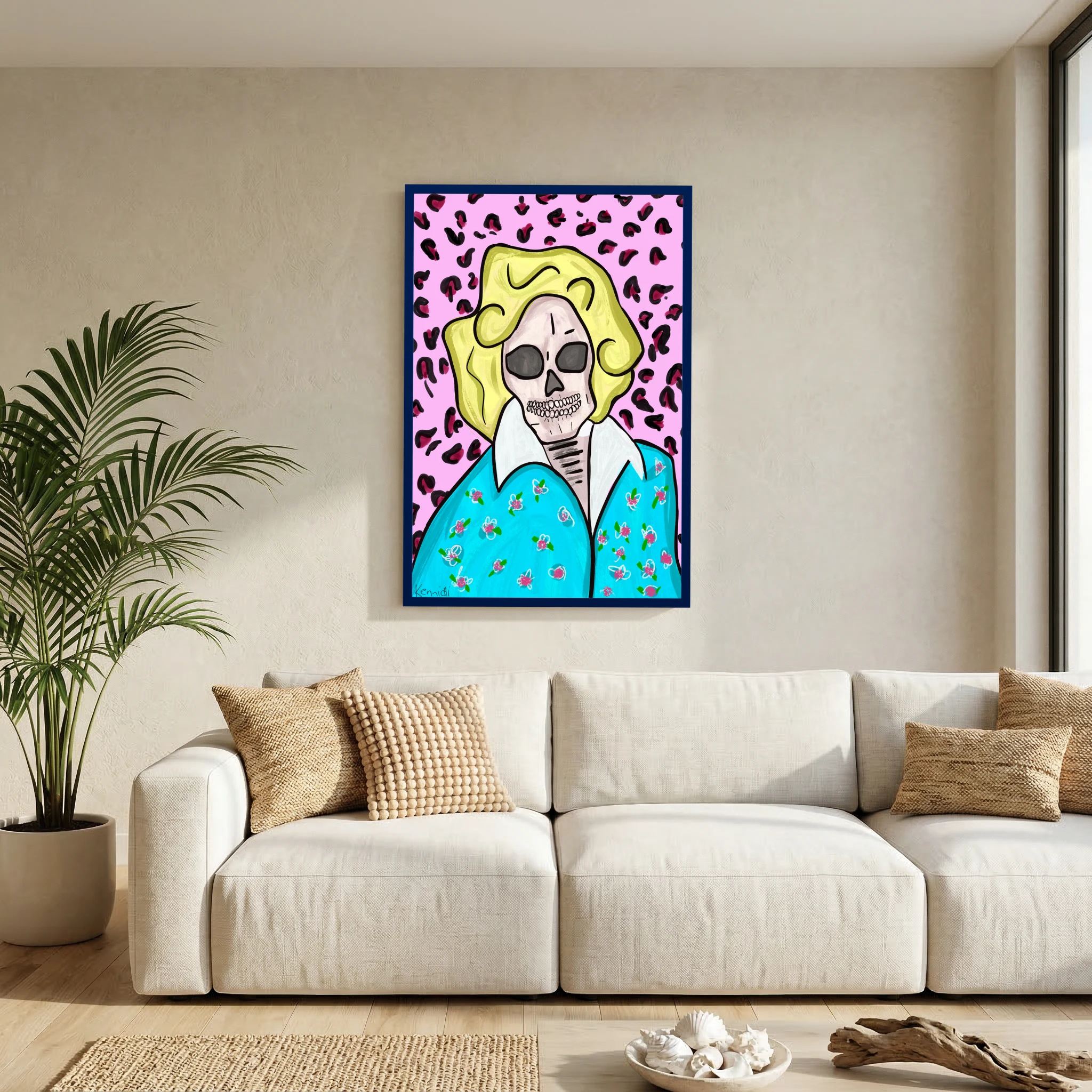 Golden Girls Rose Skull Print Framed art by Kennidi 