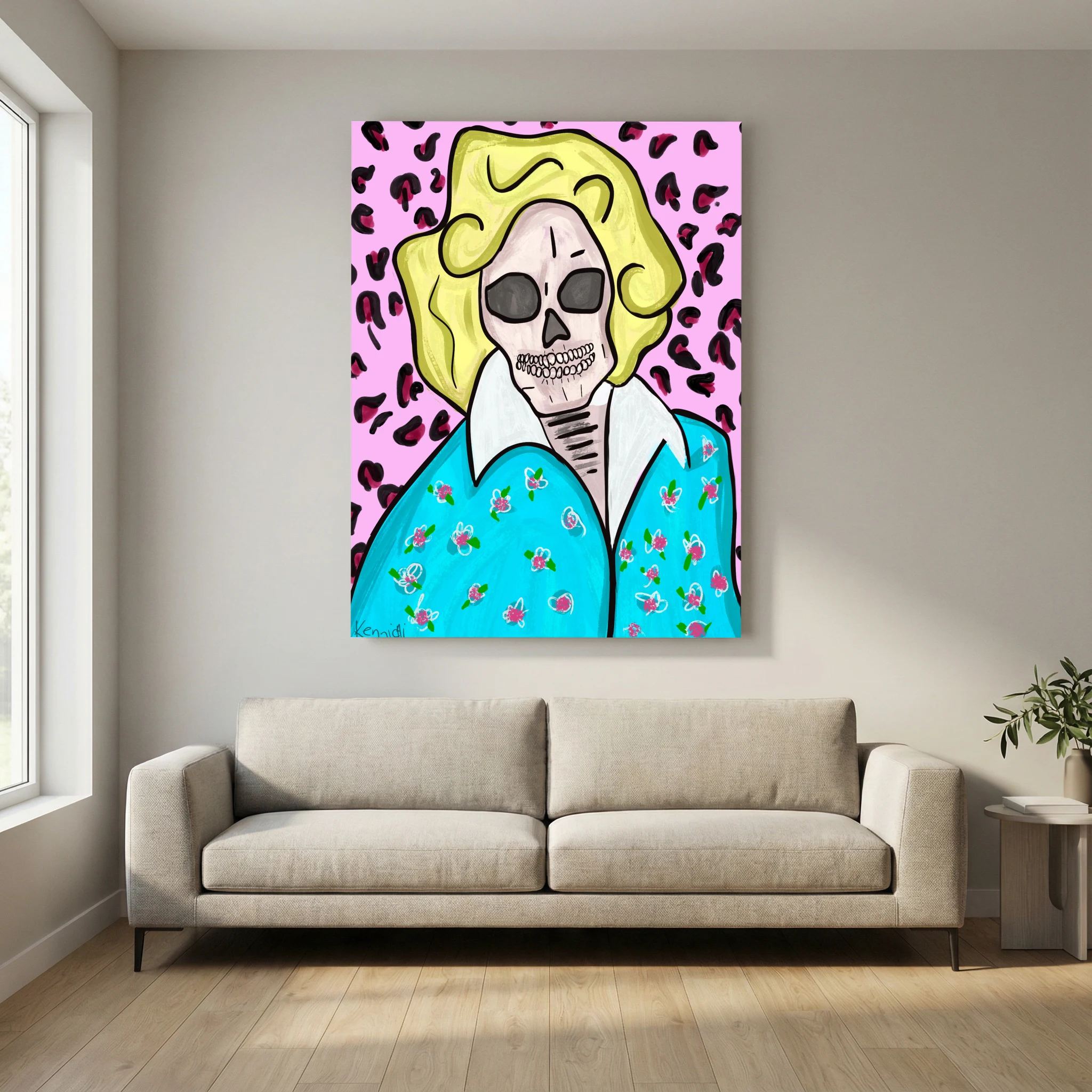 Golden Girls-Rose Skull Art Canvas Print by Kennidi