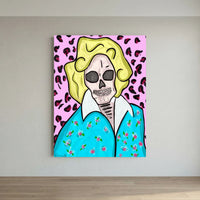 Golden Girls-Rose Skull Art Canvas Print by Kennidi