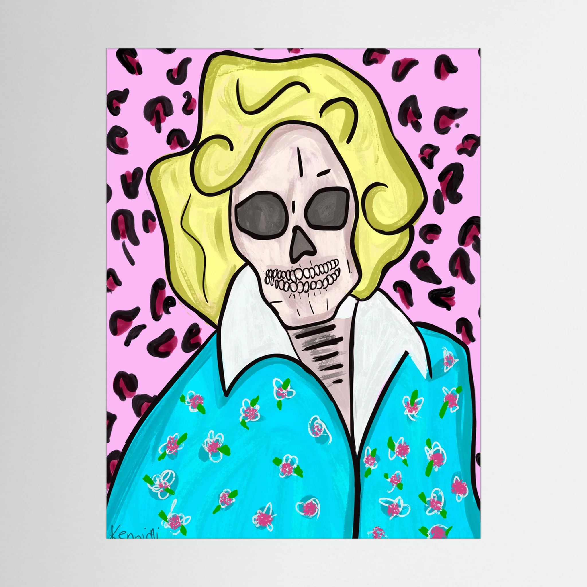 Golden Girls Rose Skull Print by Kennidi