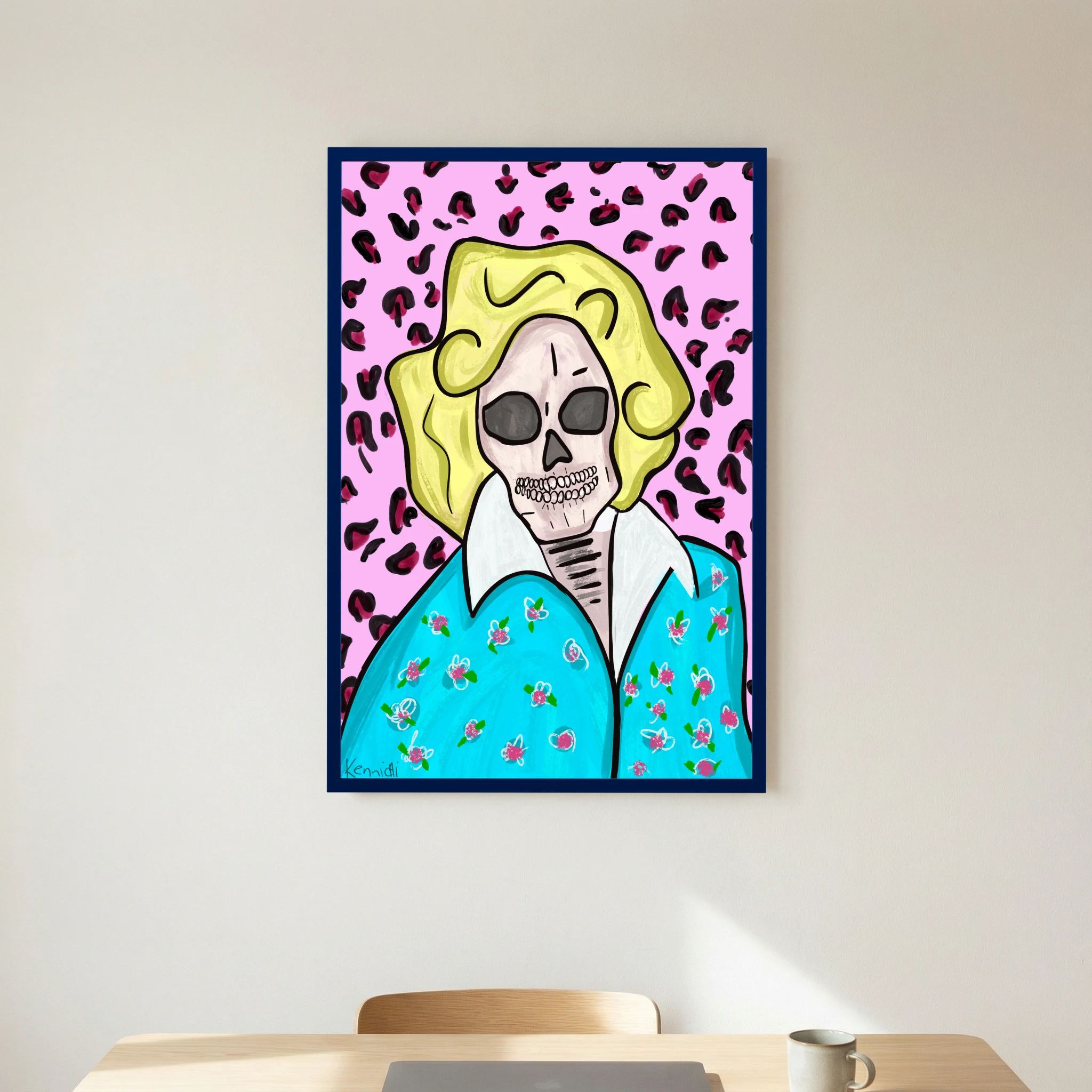 Golden Girls Rose Skull Print Framed art by Kennidi 