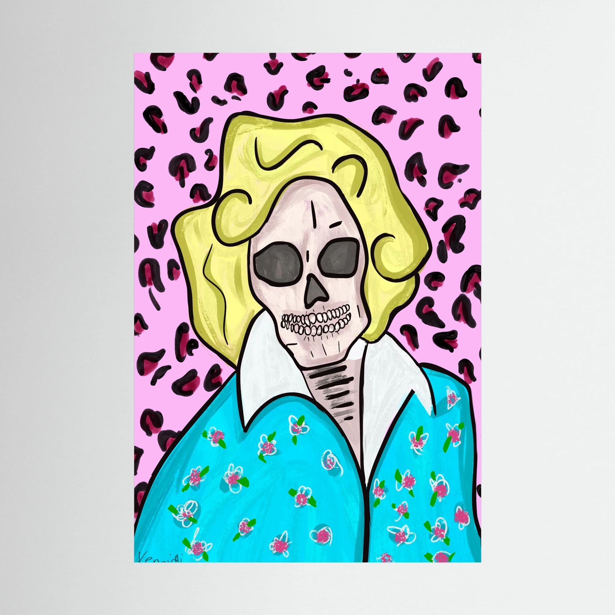 Golden Girls Rose Skull Print by Kennidi