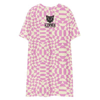 Thumbnail for Pink Retro Locked Heart T-shirt dress - Kennidi Fierce Attire