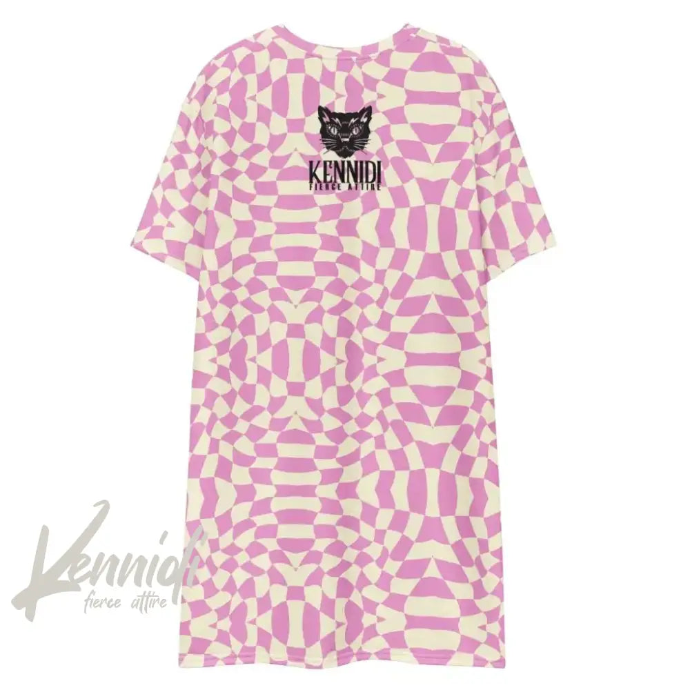 Pink Retro Locked Heart T-shirt dress - Kennidi Fierce Attire