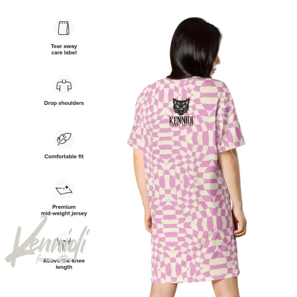 Pink Retro Locked Heart T-shirt dress - Kennidi Fierce Attire