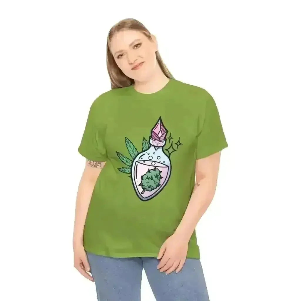 Potion Bud Heavy Cotton Tee: Cannabis Chic! - Kennidi Fierce Attire