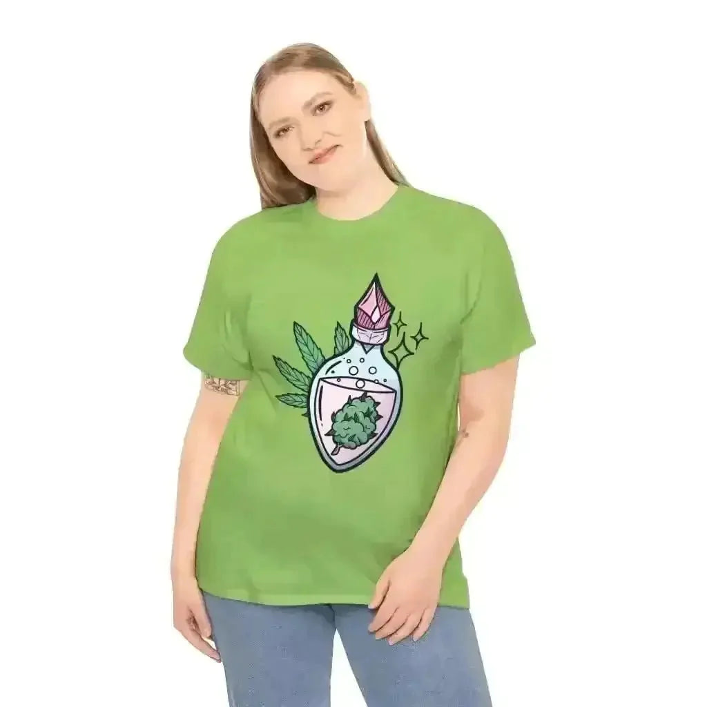 Potion Bud Heavy Cotton Tee: Cannabis Chic! - Kennidi Fierce Attire