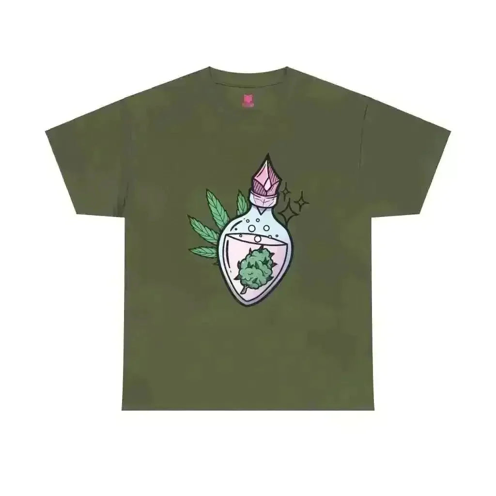 Potion Bud Heavy Cotton Tee: Cannabis Chic! - Kennidi Fierce Attire