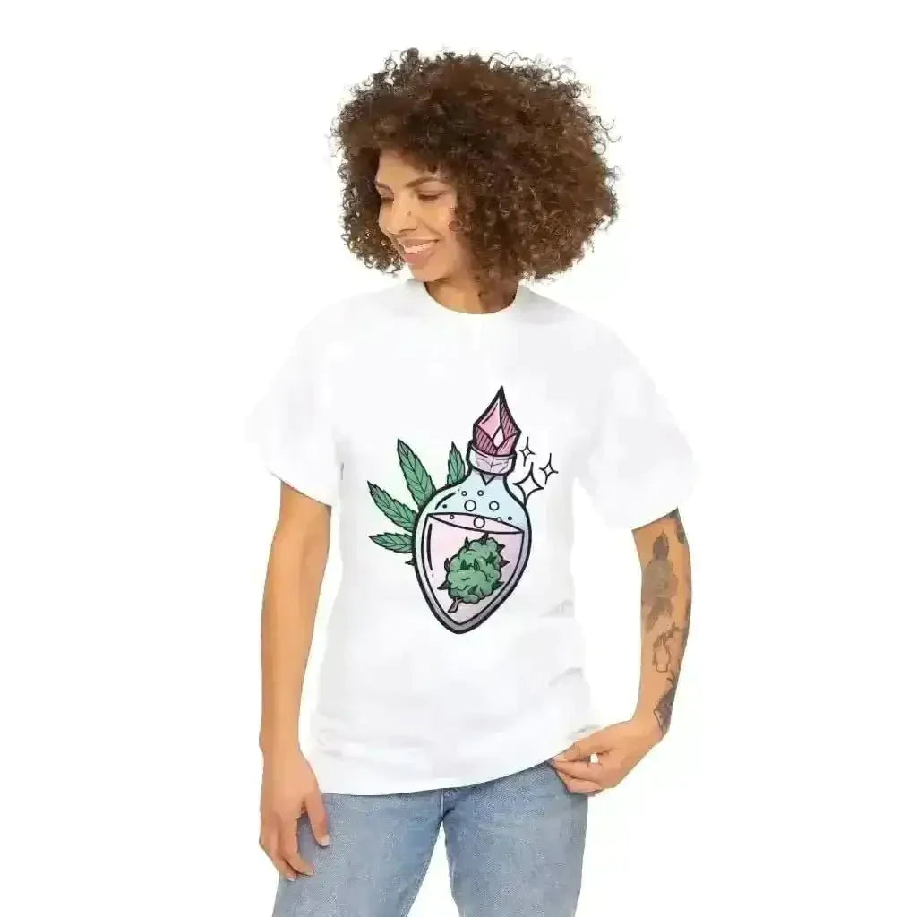 Potion Bud Heavy Cotton Tee: Cannabis Chic! - Kennidi Fierce Attire