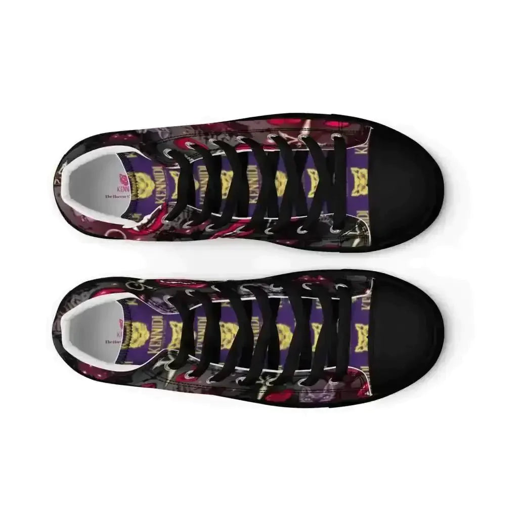 Pounce in Style with Dark Cat Vamp Canvas Shoes - Kennidi Fierce Attire