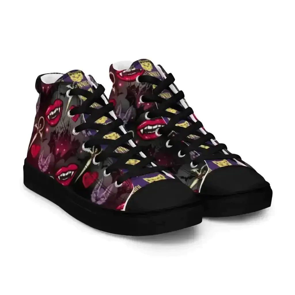 Pounce in Style with Dark Cat Vamp Canvas Shoes - Kennidi Fierce Attire