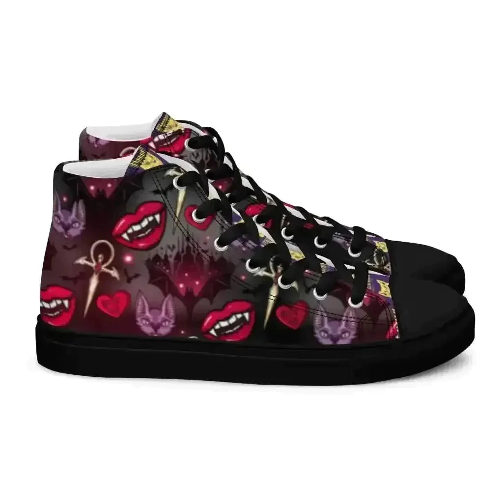 Pounce in Style with Dark Cat Vamp Canvas Shoes - Kennidi Fierce Attire