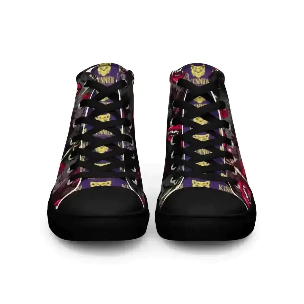 Pounce in Style with Dark Cat Vamp Canvas Shoes - Kennidi Fierce Attire