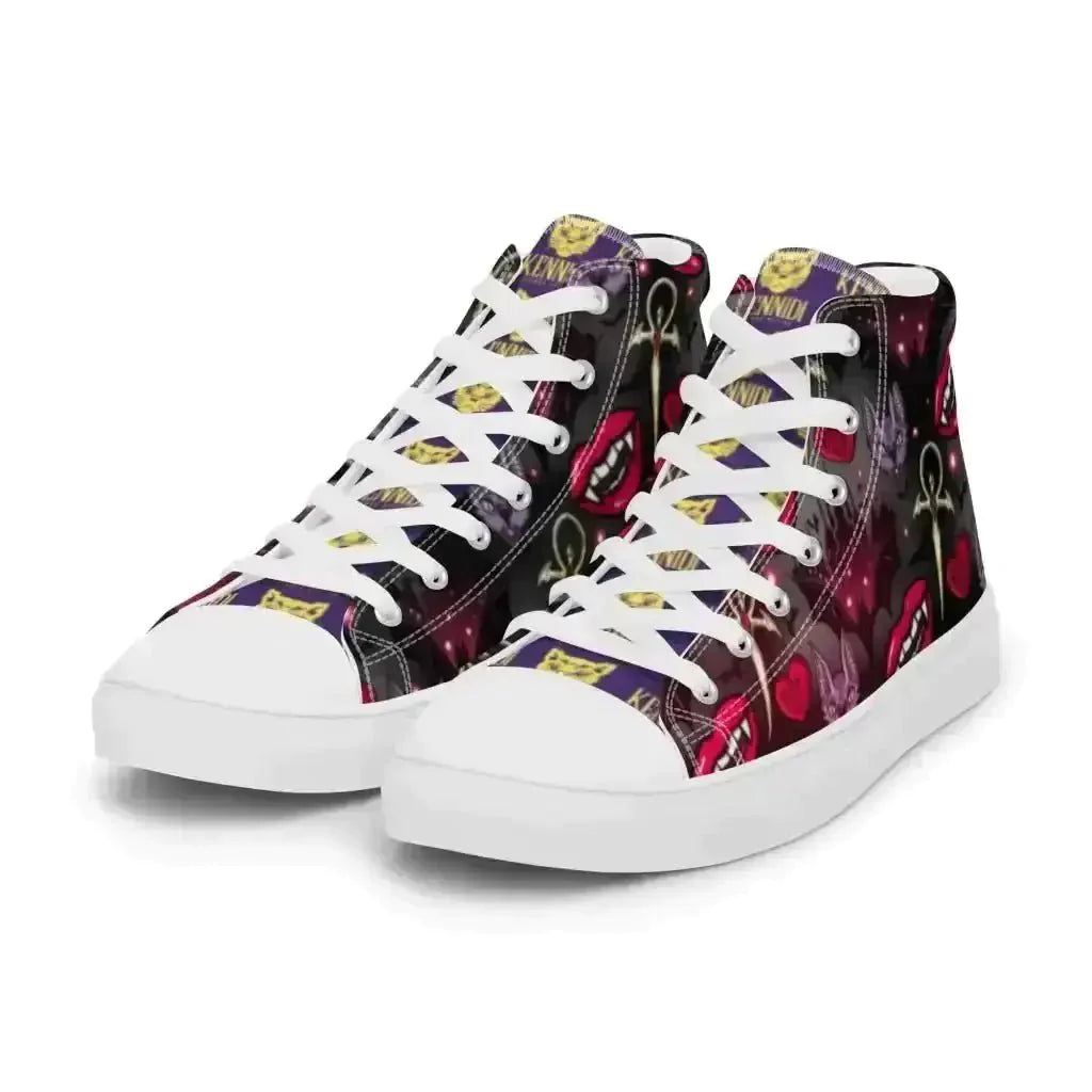 Pounce in Style with Dark Cat Vamp Canvas Shoes - Kennidi Fierce Attire