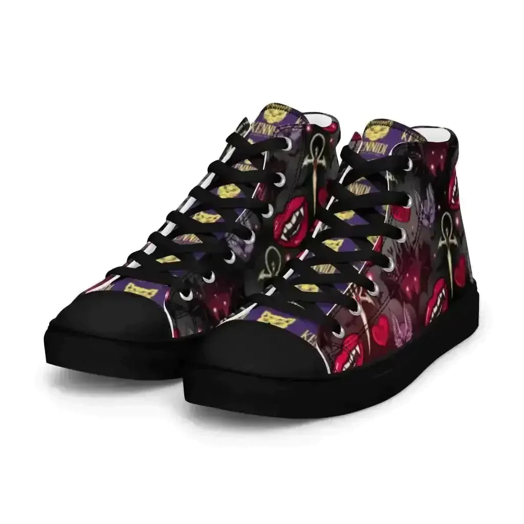 Pounce in Style with Dark Cat Vamp Canvas Shoes - Kennidi Fierce Attire