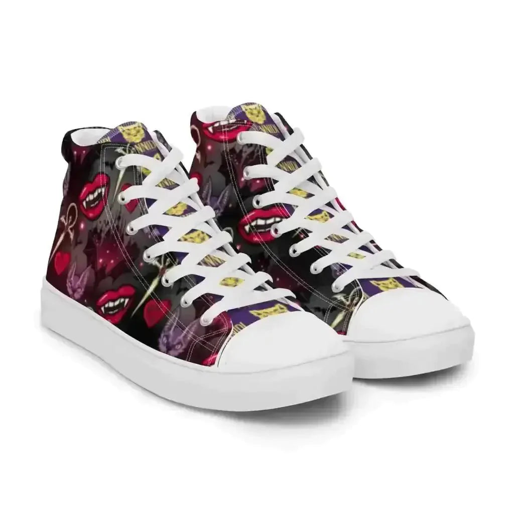 Pounce in Style with Dark Cat Vamp Canvas Shoes - Kennidi Fierce Attire