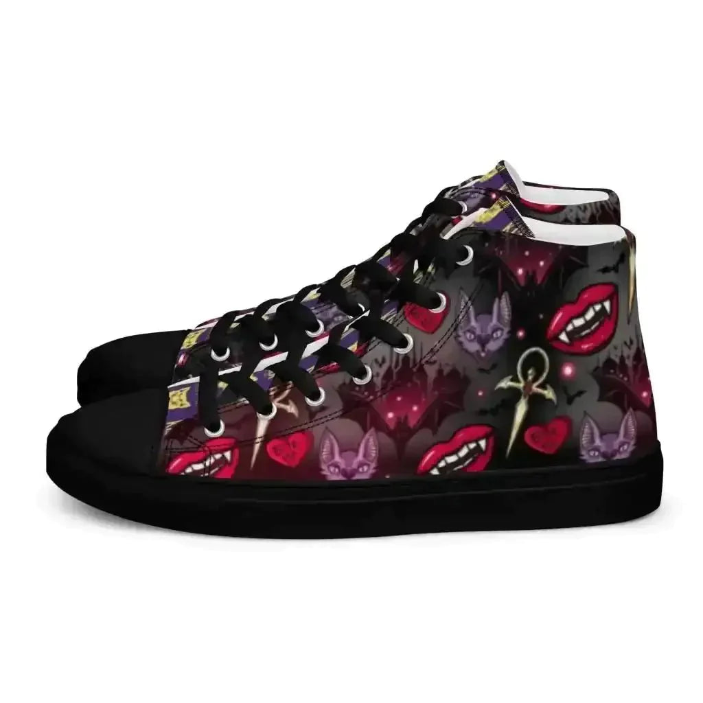 Pounce in Style with Dark Cat Vamp Canvas Shoes - Kennidi Fierce Attire