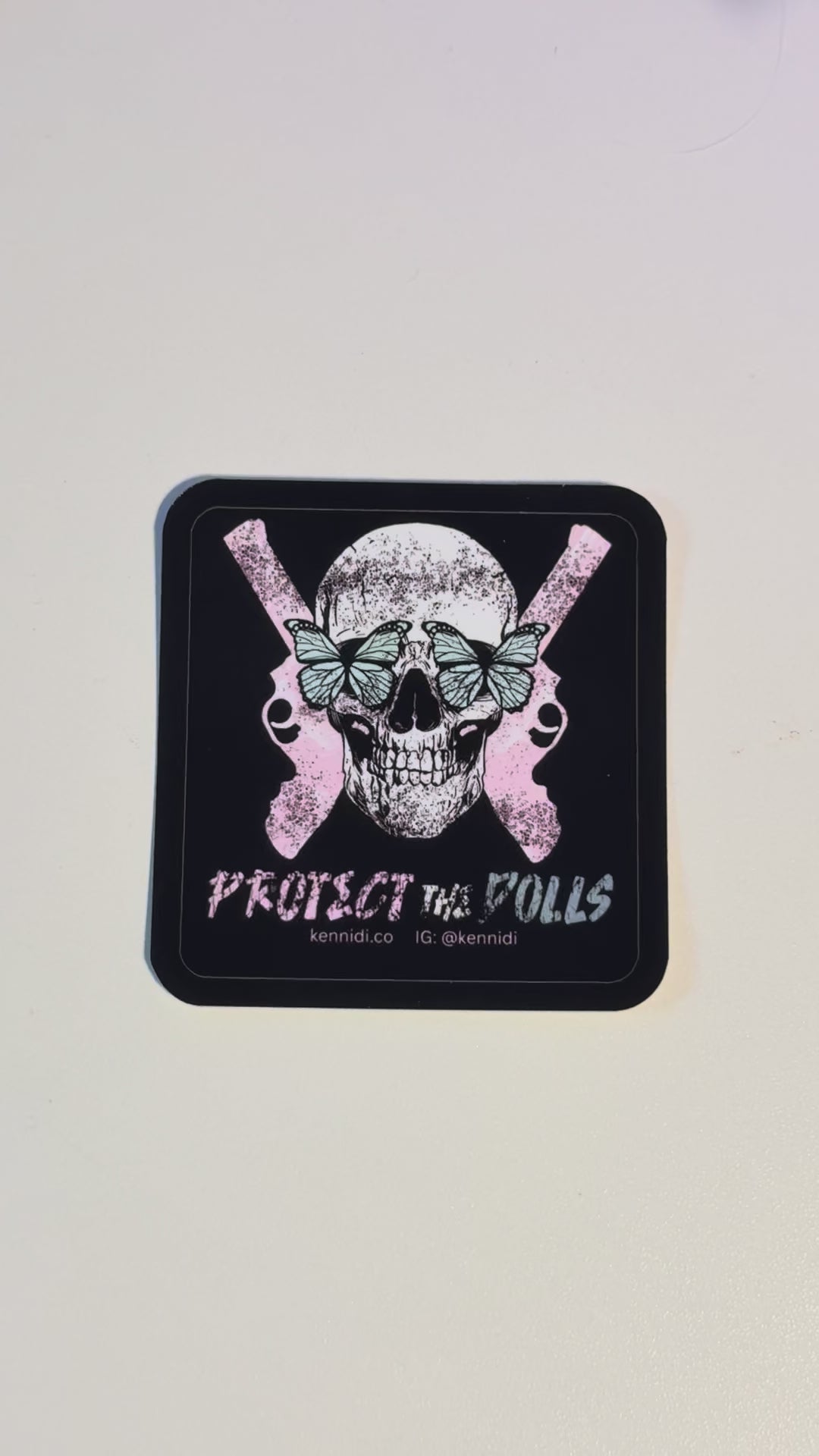 Protect the Dolls Skull and Butterfly Vinyl Stickers