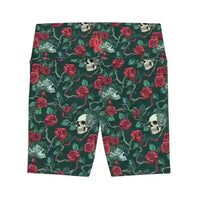 Thumbnail for Red Roses & Skulls Workout Shorts: Get Ready to Slay! - Kennidi Fierce Attire
