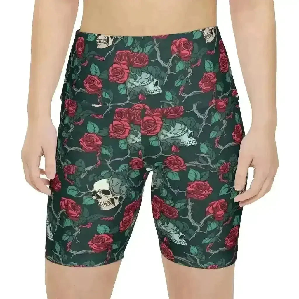 Red Roses & Skulls Workout Shorts: Get Ready to Slay! - Kennidi Fierce Attire