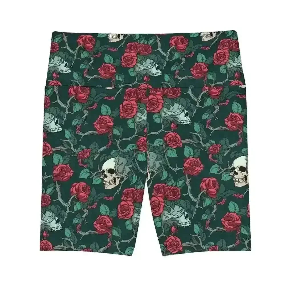 Red Roses & Skulls Workout Shorts: Get Ready to Slay! - Kennidi Fierce Attire