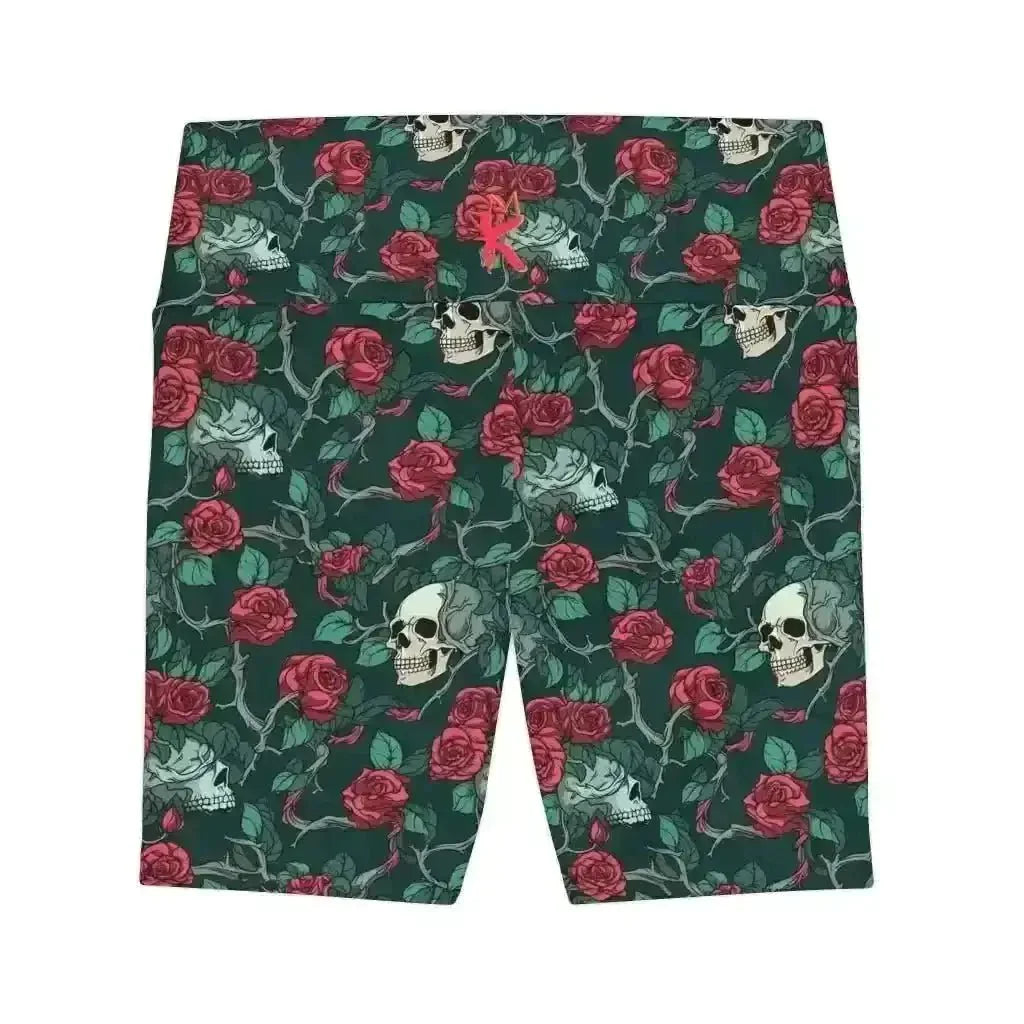 Red Roses & Skulls Workout Shorts: Get Ready to Slay! - Kennidi Fierce Attire