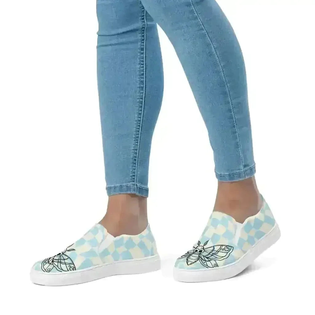 Retro Blue Slip-On Canvas Shoes - Comfort & Style! - Kennidi Fierce Attire