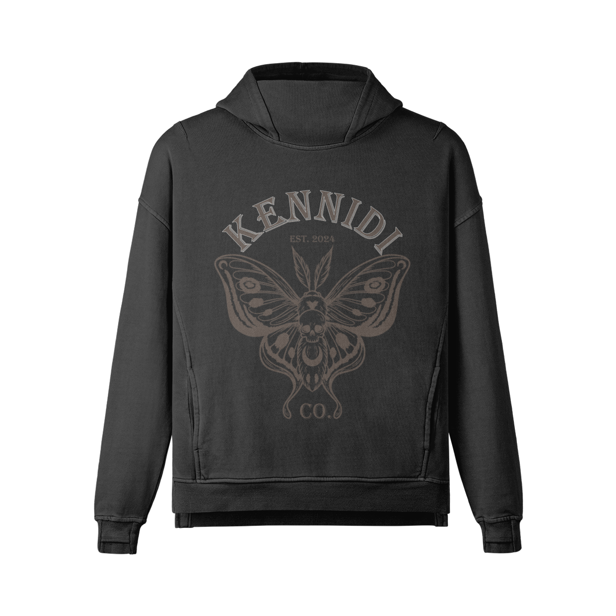 Kennidi Co Moth Logo Relaxed Hoodie Distressed Oversized Hoodie