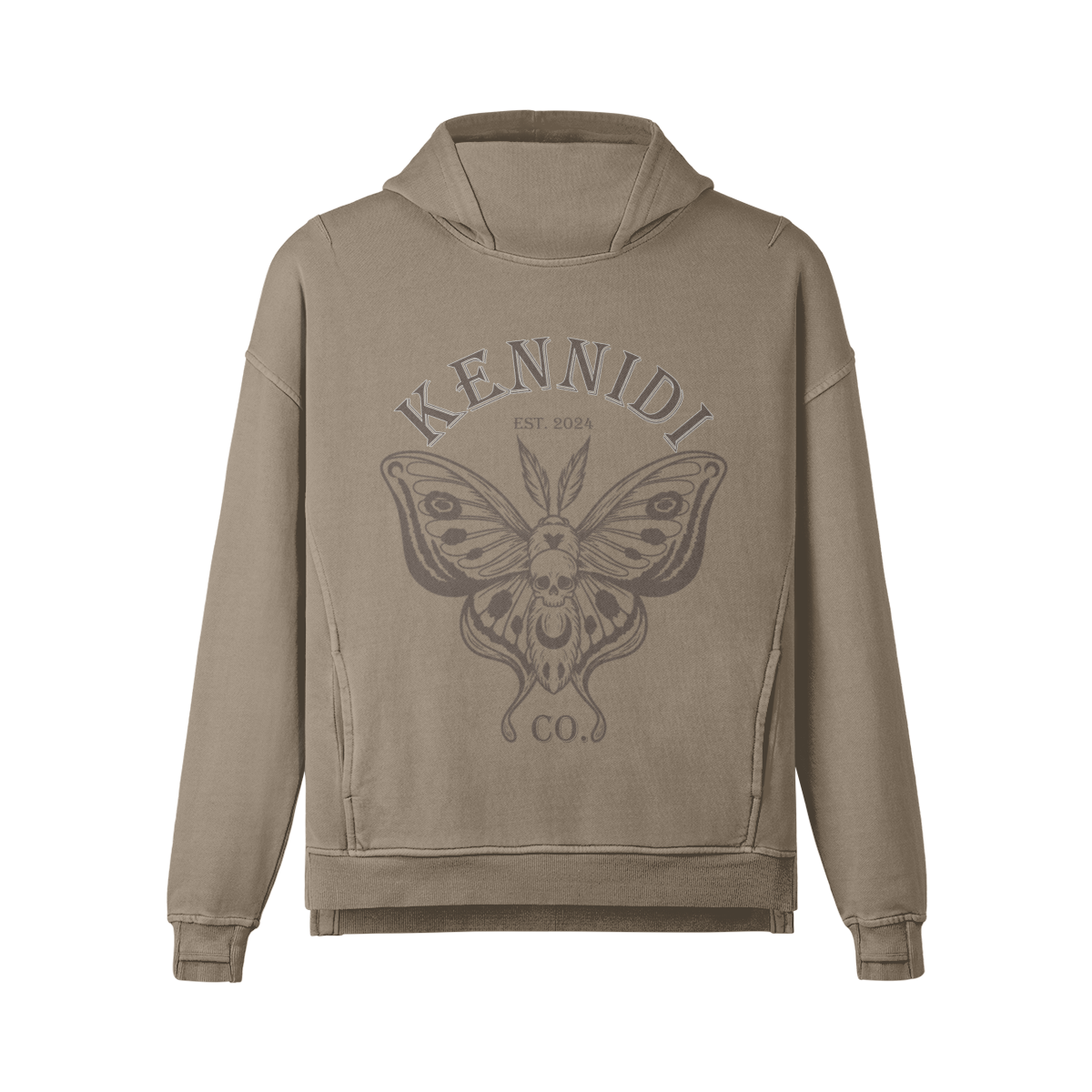 Kennidi Co Moth Logo Relaxed Hoodie Distressed Oversized Hoodie