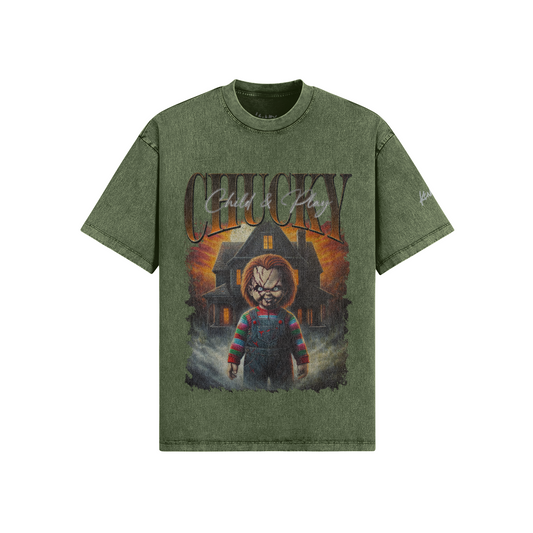 Chucky Icon Horror Hip Hop Style Oversized Faded T-shirt