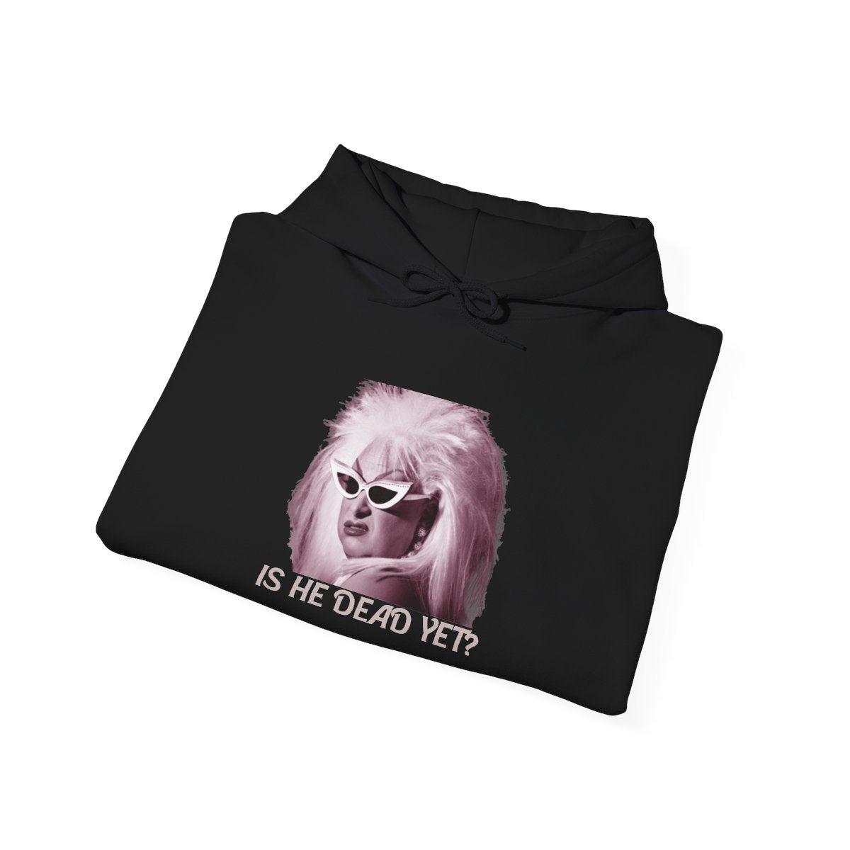 Is He Dead Yet? Divine Portrait Hoodie — Retro Drag Statement Pullover