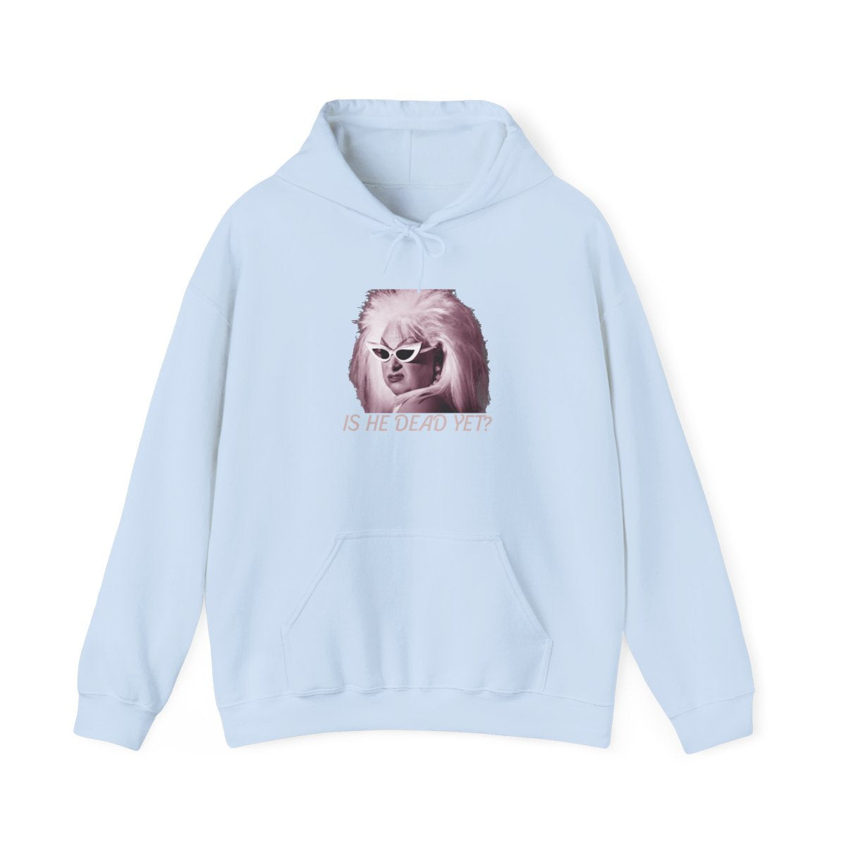 Is He Dead Yet? Divine Portrait Hoodie — Retro Drag Statement Pullover