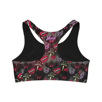 Thumbnail for ’Vamp Cat Seamless Sports Bra - Stay Stylish and Supported!’ - Kennidi Fierce Attire