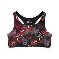 Thumbnail for ’Vamp Cat Seamless Sports Bra - Stay Stylish and Supported!’ - Kennidi Fierce Attire