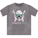 Protect the Dolls Vintage Crewneck Tee — Reclaimed Skull & Pistols with Turquoise Butterflies