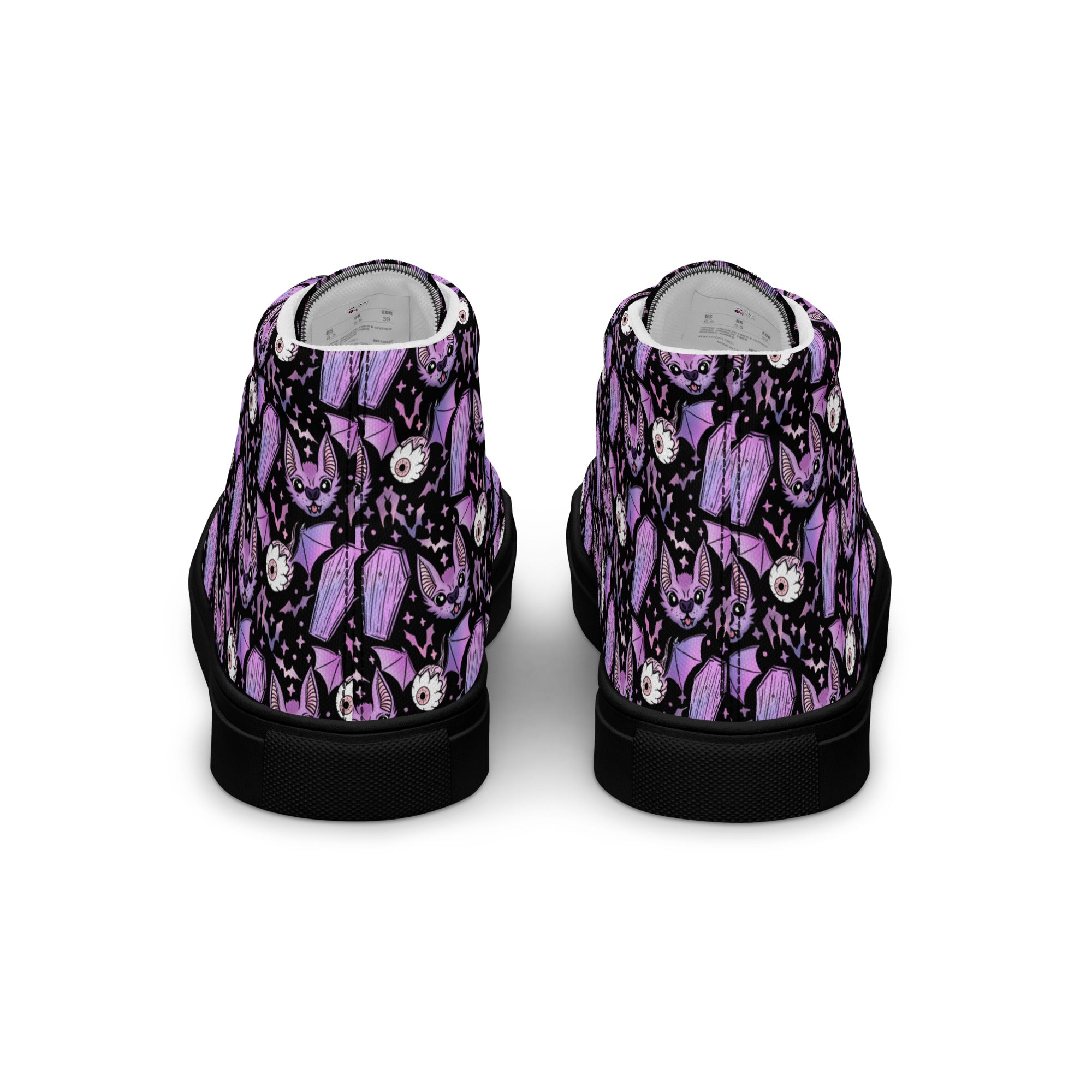 Purple Bat Coffin Gothic Collection Women’s high top canvas shoes