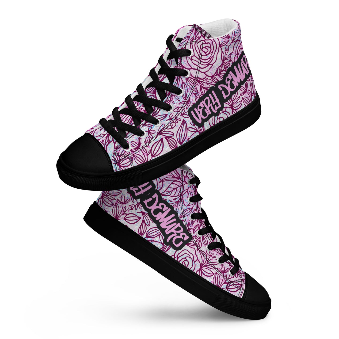 Very Demure Graffiti Roses Women’s high top canvas shoes