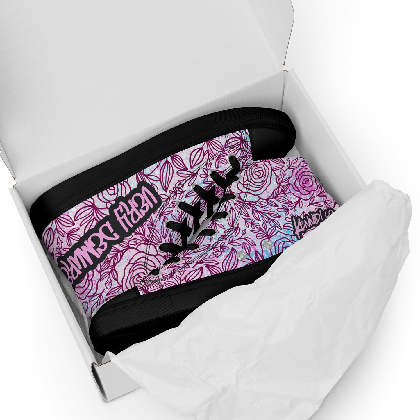 Very Demure Graffiti Roses Women’s high top canvas shoes