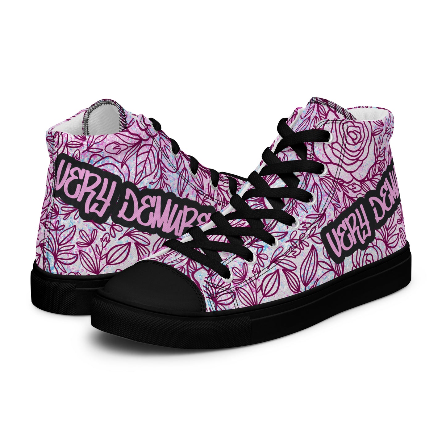 Very Demure Graffiti Roses Women’s high top canvas shoes